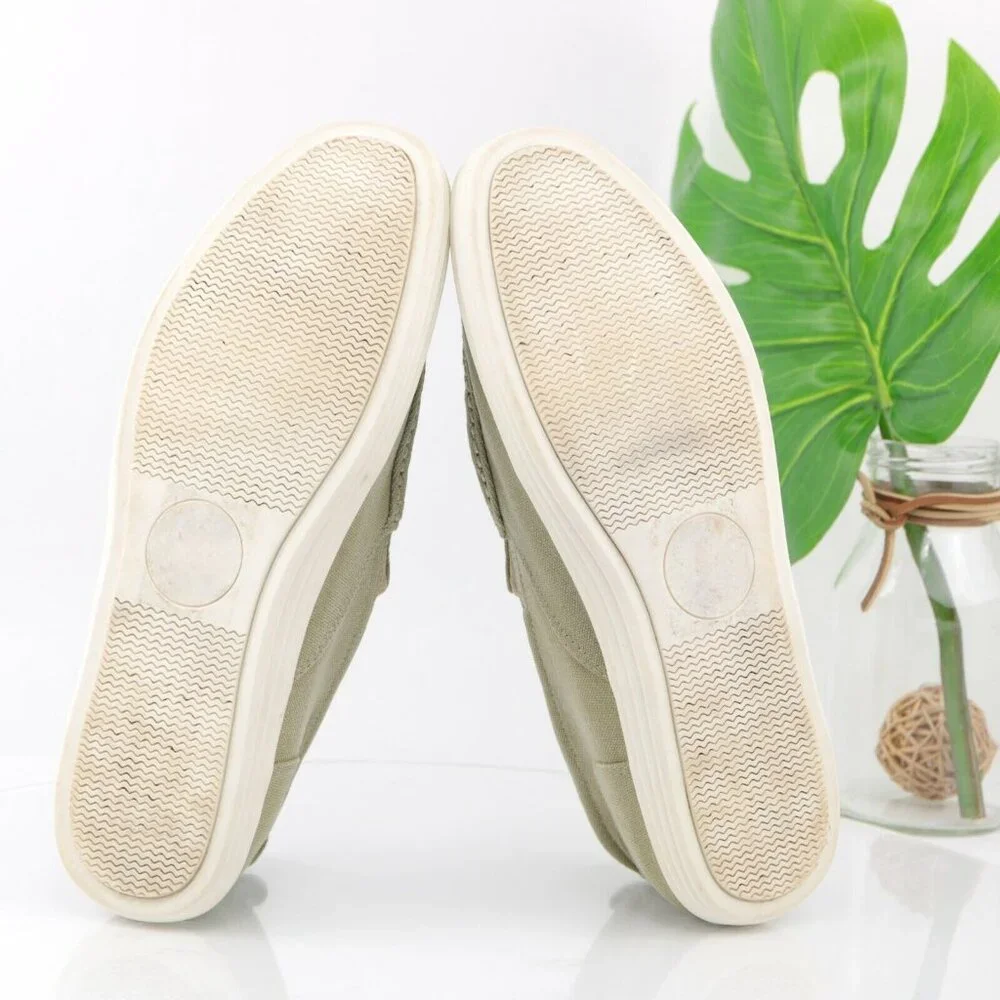 The Rail Mens Stockton Slip On Shoe‎ Size 10 Tan Khaki Canvas Moc Toe Casual